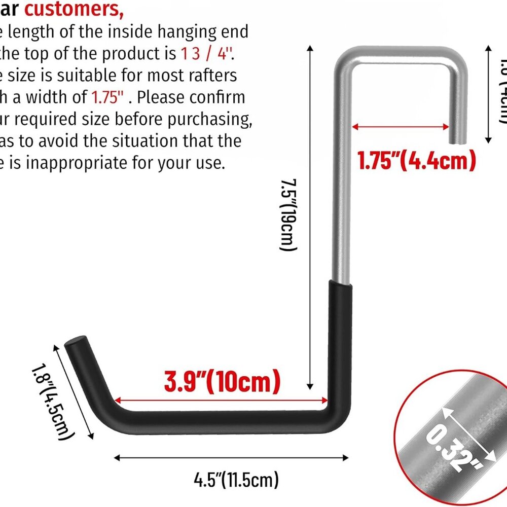 Rafter Hanger Hook, Large S Hooks for Hanging, Ladder Hanger, Bike Hooks, Garage